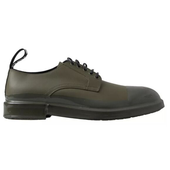 Dolce & Gabbana Green Leather Rubber Sole Dress Men's Shoes